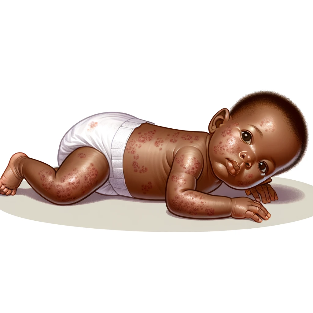 AI generated image of baby with diaper rash